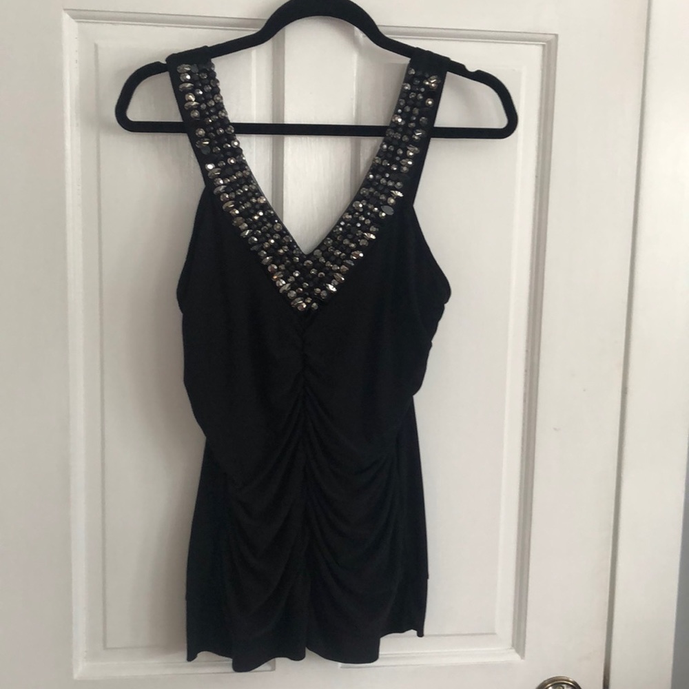 Taboo beaded neckline top